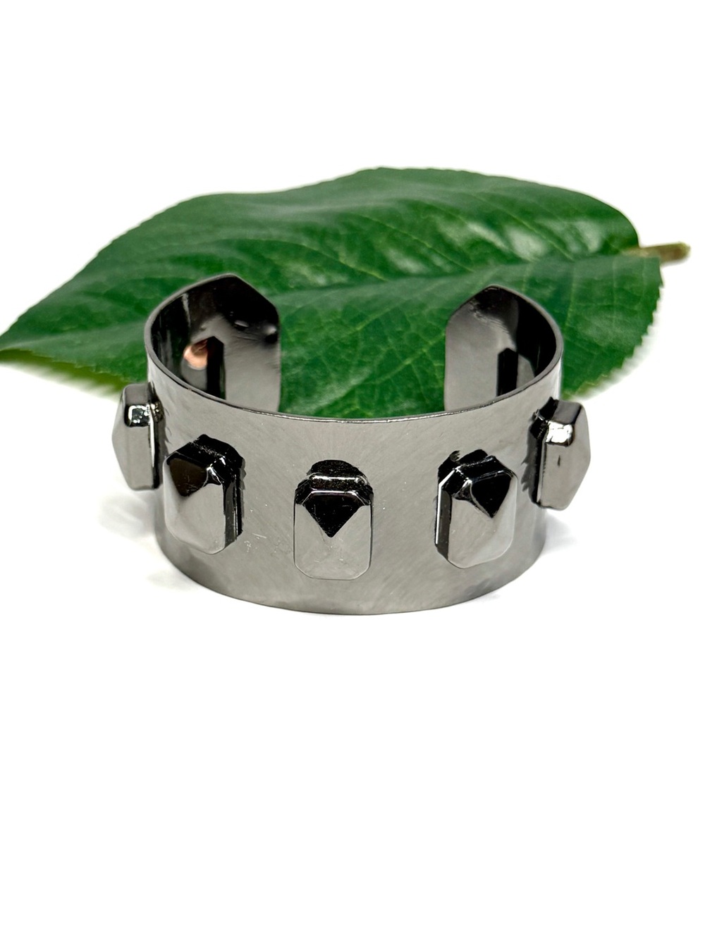 WHBM Gunmetal Studded Statement Cuff Bracelet NWT